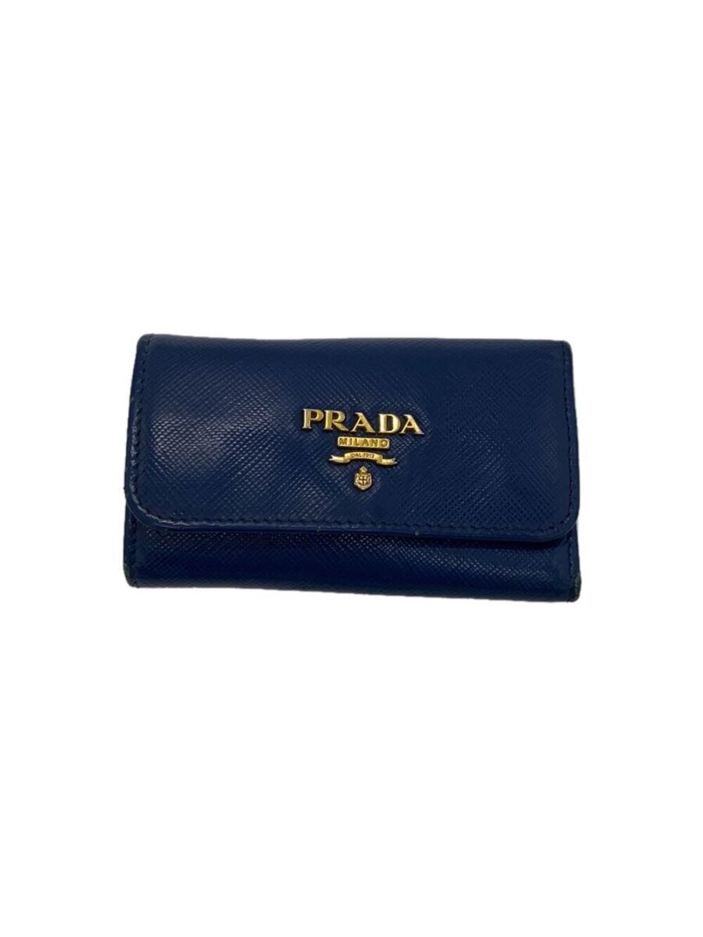 Prada Key Case Wallet Navy Blue One hook